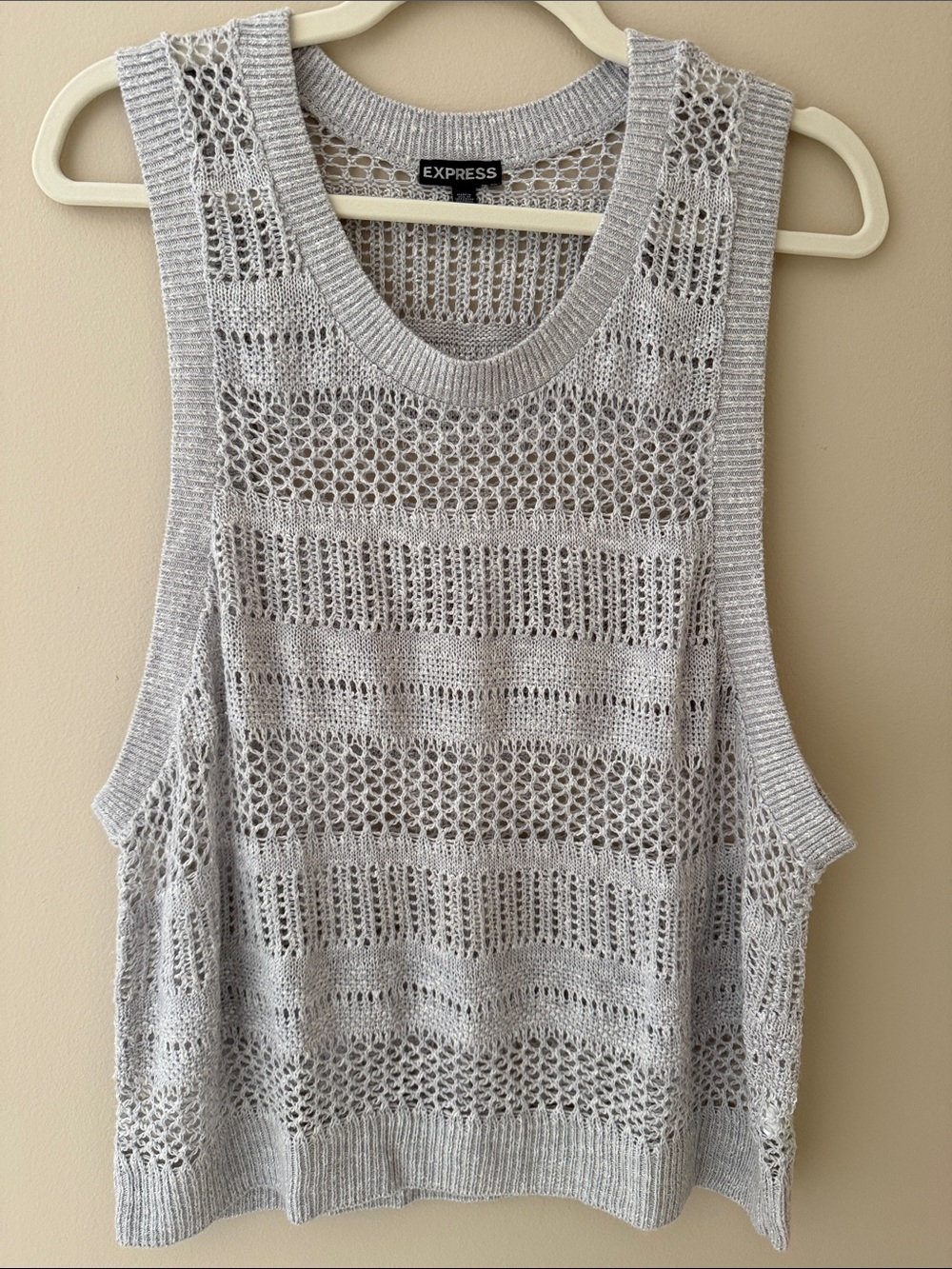 S/M Express Light Gray Open-Knit Layering Tank